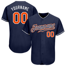 Load image into Gallery viewer, Custom Navy Orange-White Authentic Baseball Jersey