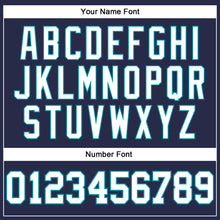 Load image into Gallery viewer, Custom Navy White-Teal Authentic Throwback Basketball Jersey