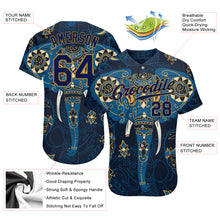 Load image into Gallery viewer, Custom Navy Navy-Old Gold 3D Pattern Design Elephant Authentic Baseball Jersey