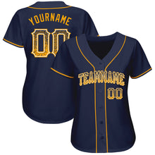 Load image into Gallery viewer, Custom Navy Gold-White Authentic Drift Fashion Baseball Jersey