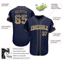 Load image into Gallery viewer, Custom Navy Old Gold-White Authentic Drift Fashion Baseball Jersey