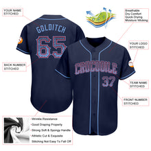 Load image into Gallery viewer, Custom Navy Light Blue-Red Authentic Drift Fashion Baseball Jersey