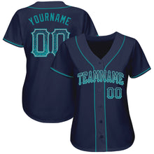 Load image into Gallery viewer, Custom Navy Teal-Gray Authentic Drift Fashion Baseball Jersey