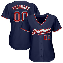 Load image into Gallery viewer, Custom Navy Red-White Authentic Baseball Jersey