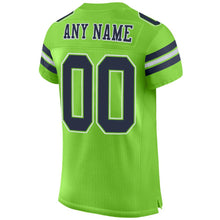 Load image into Gallery viewer, Custom Neon Green Navy-White Mesh Authentic Football Jersey