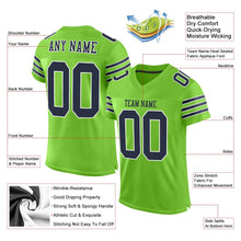 Load image into Gallery viewer, Custom Neon Green Navy-White Mesh Authentic Football Jersey