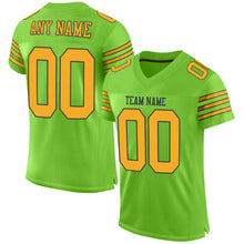 Load image into Gallery viewer, Custom Neon Green Gold-Navy Mesh Authentic Football Jersey