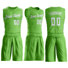 Load image into Gallery viewer, Custom Neon Green White Round Neck Suit Basketball Jersey