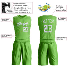 Load image into Gallery viewer, Custom Neon Green White Round Neck Suit Basketball Jersey