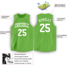 Load image into Gallery viewer, Custom Neon Green White Round Neck Basketball Jersey