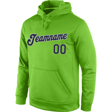 Load image into Gallery viewer, Custom Stitched Neon Green Navy-Gray Sports Pullover Sweatshirt Hoodie