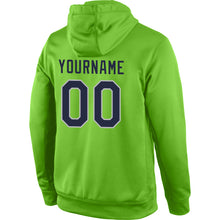 Load image into Gallery viewer, Custom Stitched Neon Green Navy-Gray Sports Pullover Sweatshirt Hoodie