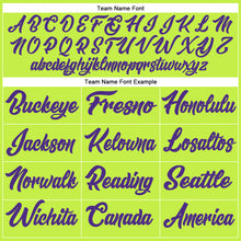 Load image into Gallery viewer, Custom Neon Green Purple-White Authentic Throwback Basketball Jersey