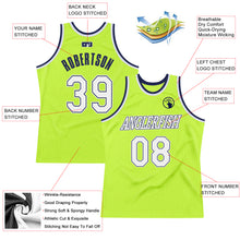 Load image into Gallery viewer, Custom Neon Green White-Navy Authentic Throwback Basketball Jersey