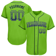 Load image into Gallery viewer, Custom Neon Green Navy-Gray Authentic Drift Fashion Baseball Jersey