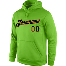 Load image into Gallery viewer, Custom Stitched Neon Green Black-Old Gold Sports Pullover Sweatshirt Hoodie