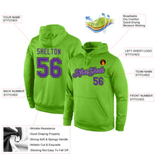 Load image into Gallery viewer, Custom Stitched Neon Green Purple-Gray Sports Pullover Sweatshirt Hoodie