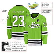 Load image into Gallery viewer, Custom Neon Green White-Black Hockey Jersey