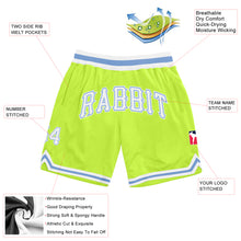 Load image into Gallery viewer, Custom Neon Green White-Light Blue Authentic Throwback Basketball Shorts