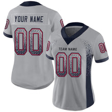 Load image into Gallery viewer, Custom Light Gray Navy-Scarlet Drift Fashion Football Jersey