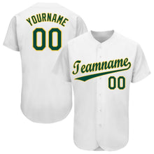Load image into Gallery viewer, Custom White Green-Gold Baseball Jersey