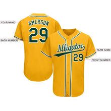 Load image into Gallery viewer, Custom Gold Green-White Baseball Jersey