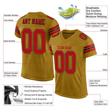 Load image into Gallery viewer, Custom Old Gold Red-Black Mesh Authentic Football Jersey