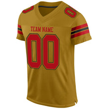 Load image into Gallery viewer, Custom Old Gold Red-Black Mesh Authentic Football Jersey