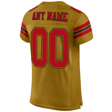 Load image into Gallery viewer, Custom Old Gold Red-Black Mesh Authentic Football Jersey