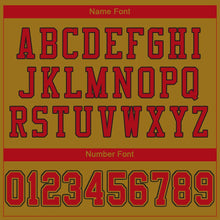 Load image into Gallery viewer, Custom Old Gold Red-Black Mesh Authentic Football Jersey