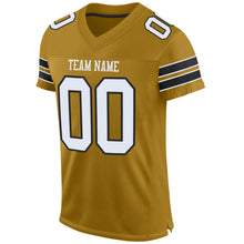 Load image into Gallery viewer, Custom Old Gold White-Black Mesh Authentic Football Jersey