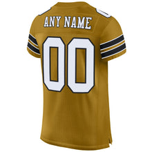 Load image into Gallery viewer, Custom Old Gold White-Black Mesh Authentic Football Jersey