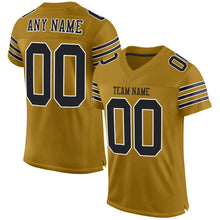 Load image into Gallery viewer, Custom Old Gold Black-White Mesh Authentic Football Jersey