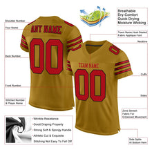 Load image into Gallery viewer, Custom Old Gold Red-Black Mesh Authentic Football Jersey
