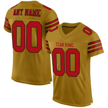 Load image into Gallery viewer, Custom Old Gold Red-Black Mesh Authentic Football Jersey