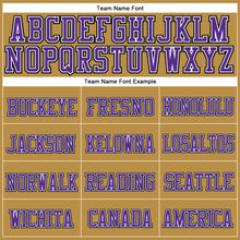 Load image into Gallery viewer, Custom Old Gold Purple-Black Stitched Cuffed Knit Hat