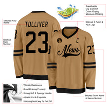 Load image into Gallery viewer, Custom Old Gold Black Hockey Jersey