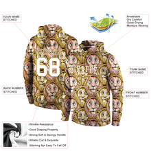 Load image into Gallery viewer, Custom Stitched Old Gold White-Old Gold 3D Pattern Design Lion Sports Pullover Sweatshirt Hoodie