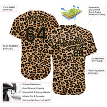 Load image into Gallery viewer, Custom Old Gold Black-Old Gold 3D Pattern Design Leopard Authentic Baseball Jersey