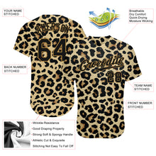 Load image into Gallery viewer, Custom Old Gold Black-Old Gold 3D Pattern Design Leopard Authentic Baseball Jersey