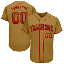 Load image into Gallery viewer, Custom Old Gold Red-Black Authentic Drift Fashion Baseball Jersey