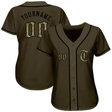Load image into Gallery viewer, Custom Olive Camo-Black Authentic Salute To Service Baseball Jersey