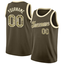 Load image into Gallery viewer, Custom Olive Camo-Cream Round Neck Rib-Knit Salute To Service Basketball Jersey