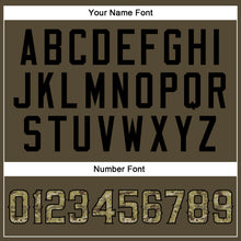 Load image into Gallery viewer, Custom Olive Camo-Black Authentic American Flag Fashion Salute To Service Baseball Jersey