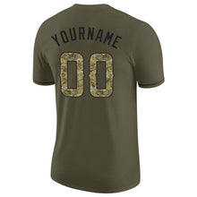 Load image into Gallery viewer, Custom Olive Camo-Black Performance Salute To Service T-Shirt