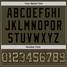 Load image into Gallery viewer, Custom Olive Camo-Black Authentic Throwback Rib-Knit Salute To Service Baseball Jersey Shirt