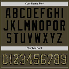 Load image into Gallery viewer, Custom Olive Camo-Black Authentic Throwback Rib-Knit Salute To Service Baseball Jersey Shirt