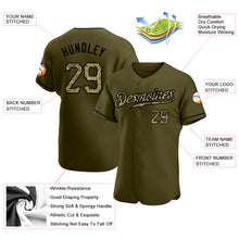 Load image into Gallery viewer, Custom Olive Camo-Black Authentic Salute To Service Baseball Jersey