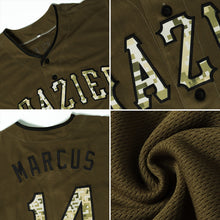 Load image into Gallery viewer, Custom Olive Camo-City Cream Authentic Salute To Service Baseball Jersey