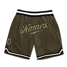 Load image into Gallery viewer, Custom Olive Camo-Black Authentic Throwback Salute To Service Basketball Shorts